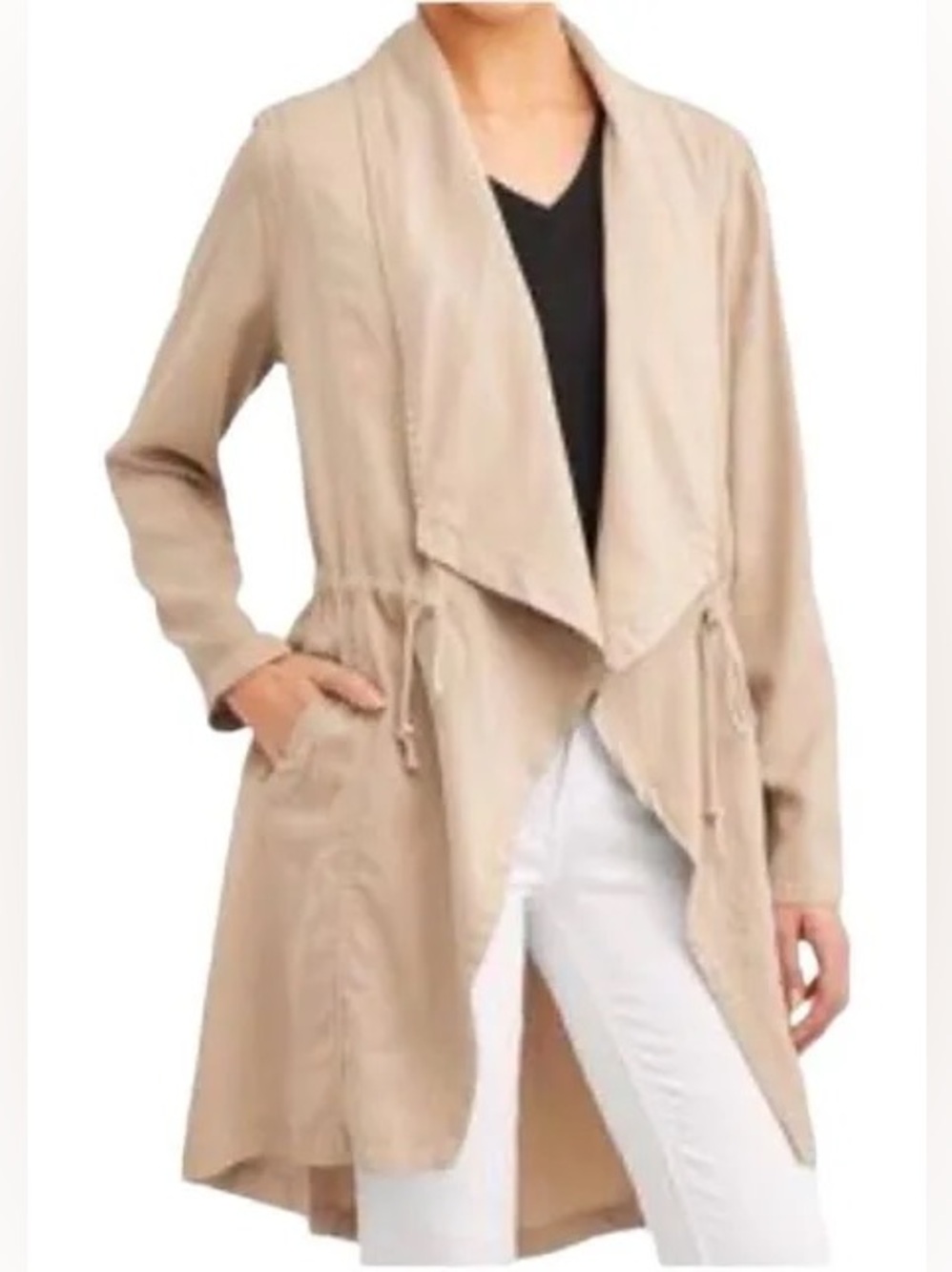 Max Jeans Fall Light Pink Draped Waist-Drawstring Trench Coat Fall 0162